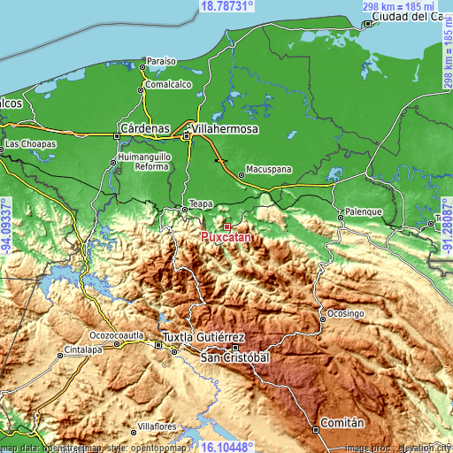 Topographic map of Puxcatán