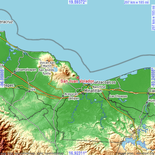 Topographic map of San Juan Volador