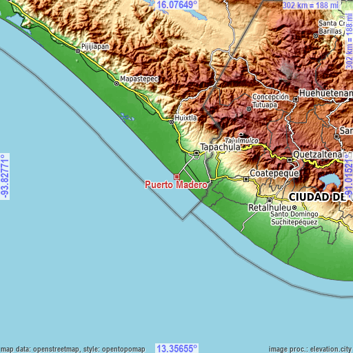 Topographic map of Puerto Madero