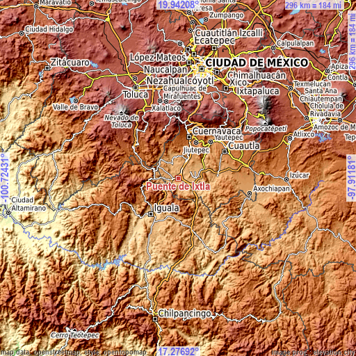 Topographic map of Puente de Ixtla