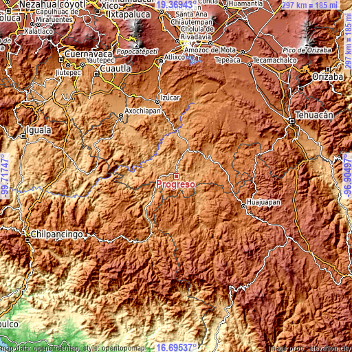 Topographic map of Progreso