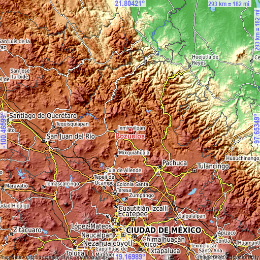 Topographic map of Pozuelos