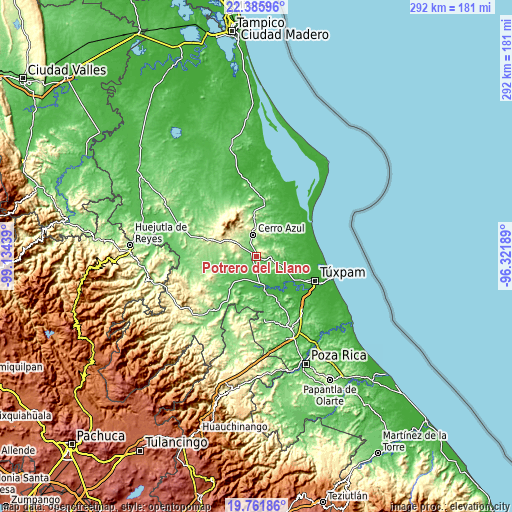 Topographic map of Potrero del Llano