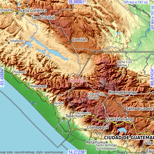 Topographic map of Potrerillo