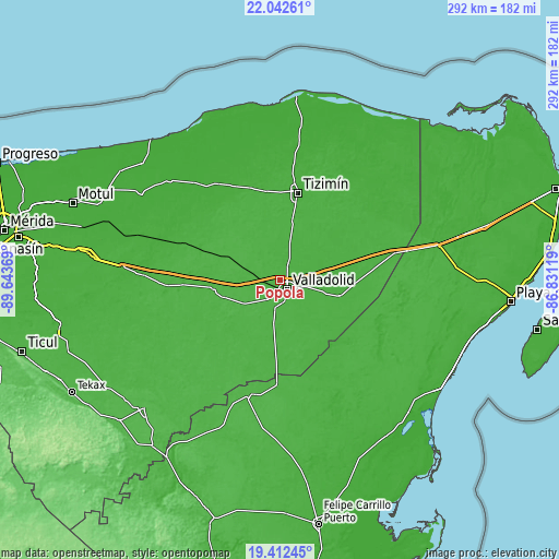 Topographic map of Popola