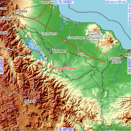 Topographic map of Playa Vicente