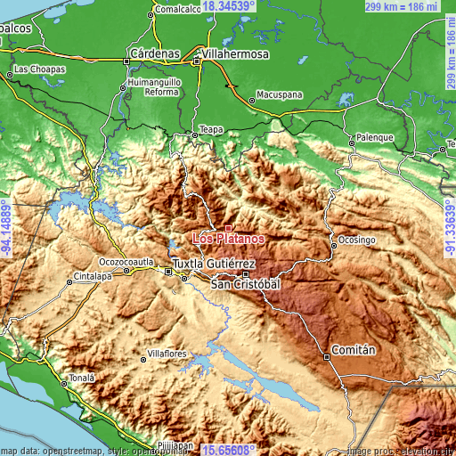 Topographic map of Los Plátanos