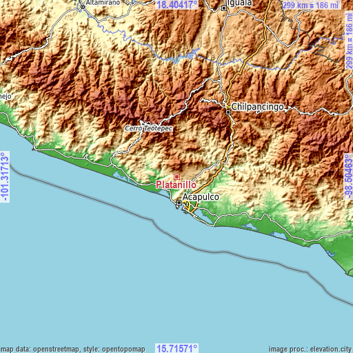 Topographic map of Platanillo