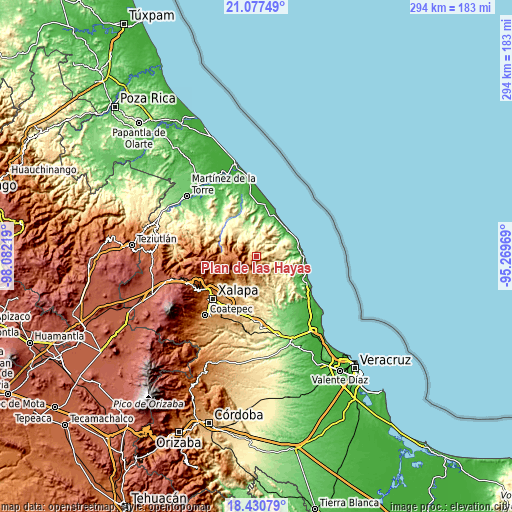 Topographic map of Plan de las Hayas