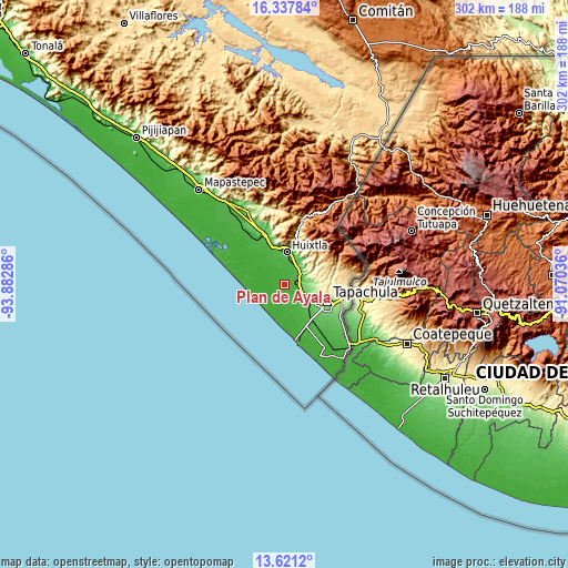 Topographic map of Plan de Ayala