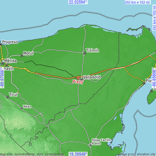 Topographic map of Pixoy