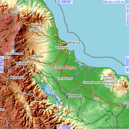 Topographic map of Piedras Negras