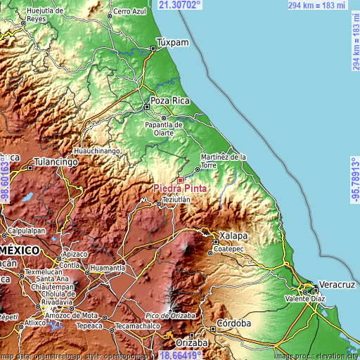 Topographic map of Piedra Pinta