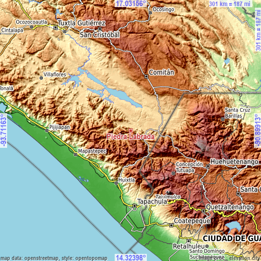 Topographic map of Piedra Labrada