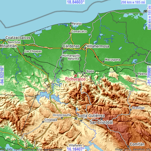 Topographic map of Pichucalco