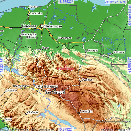 Topographic map of Petalcingo