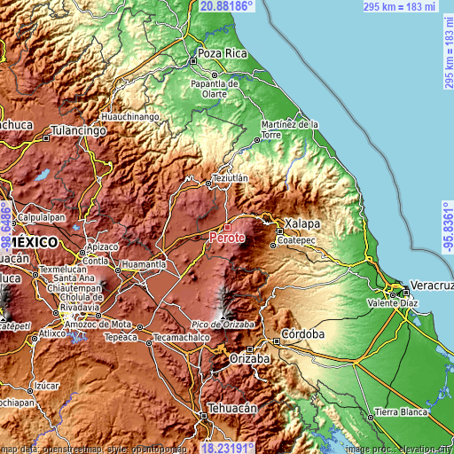 Topographic map of Perote