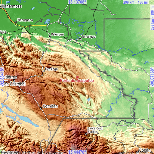 Topographic map of Perla de Acapulco