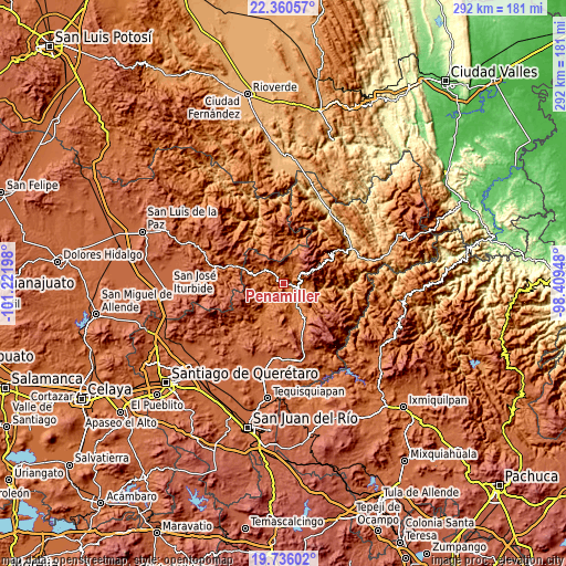 Topographic map of Peñamiller