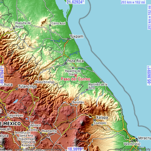 Topographic map of Paso del Correo