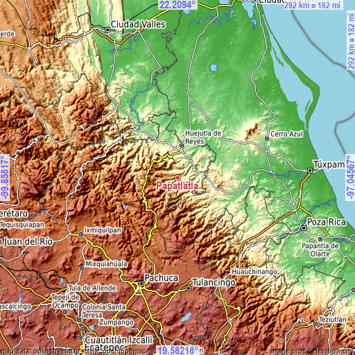 Topographic map of Papatlatla