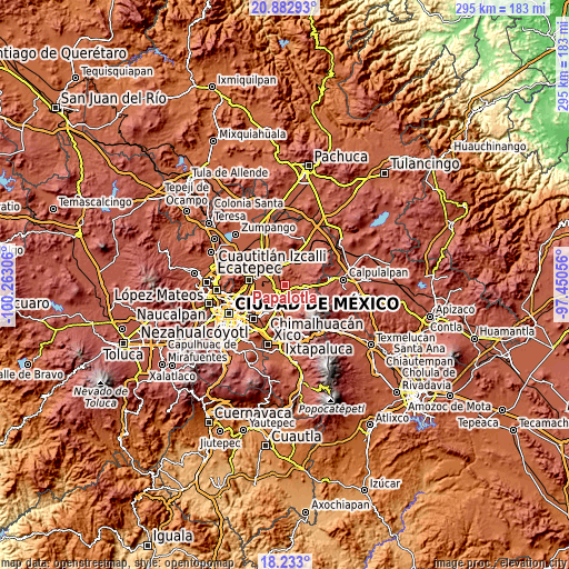 Topographic map of Papalotla