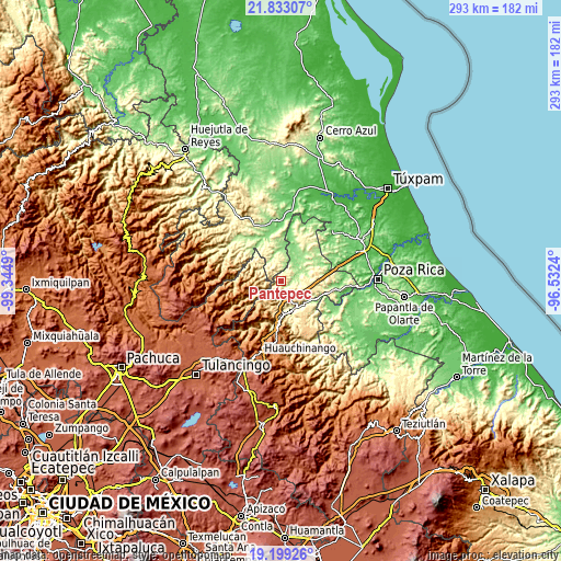 Topographic map of Pantepec