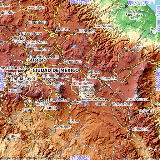 Topographic map of Panotla