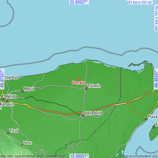 Topographic map of Panabá