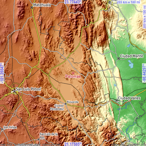 Topographic map of Palomas