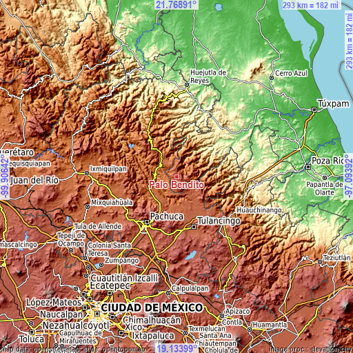 Topographic map of Palo Bendito