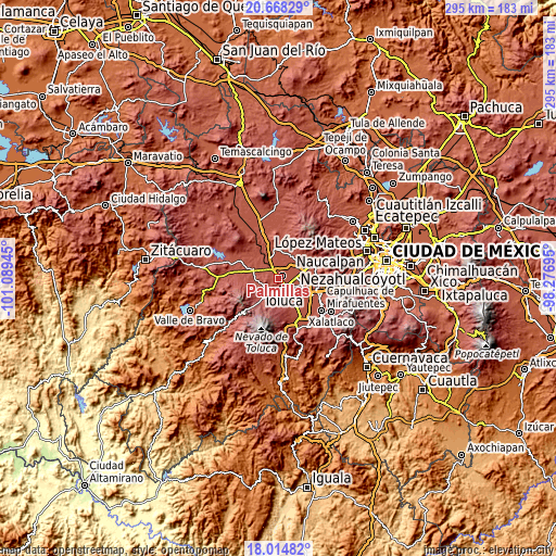 Topographic map of Palmillas