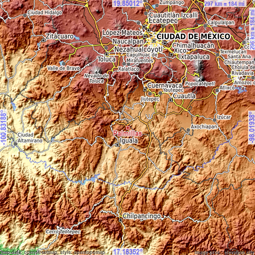 Topographic map of Palmillas