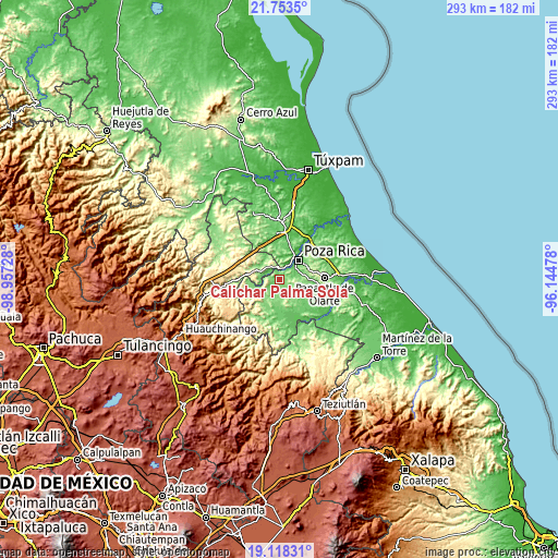 Topographic map of Calichar Palma Sola