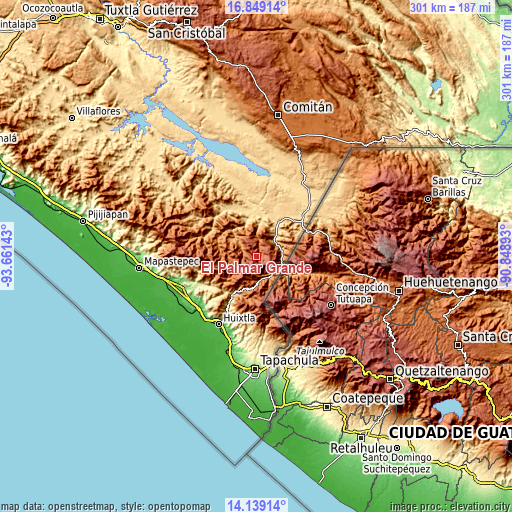 Topographic map of El Palmar Grande