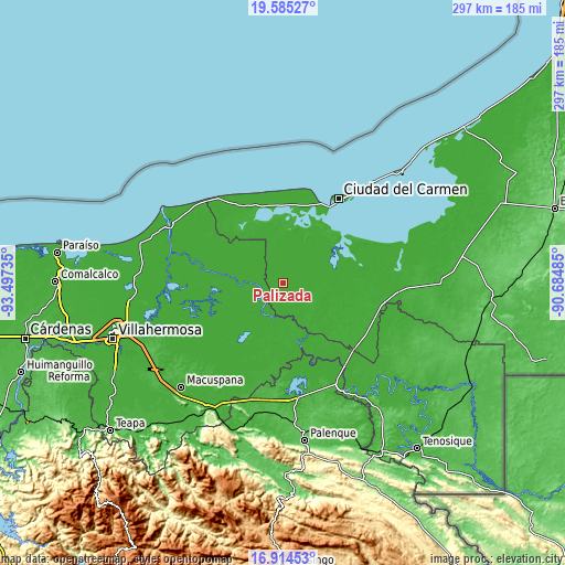 Topographic map of Palizada