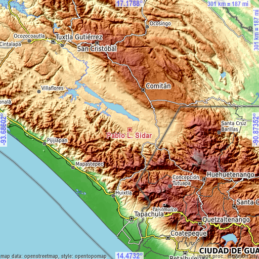 Topographic map of Pablo L. Sidar