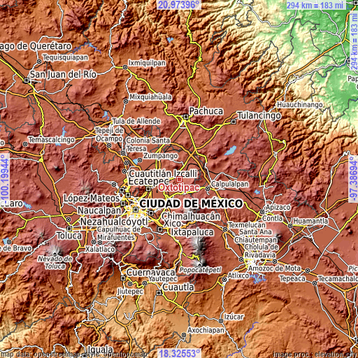 Topographic map of Oxtotipac