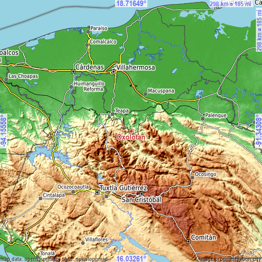 Topographic map of Oxolotán