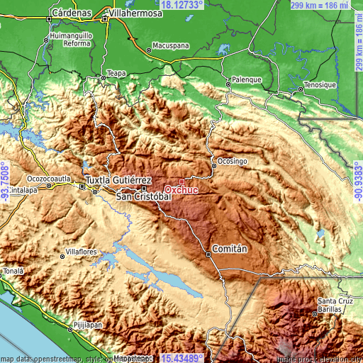 Topographic map of Oxchuc