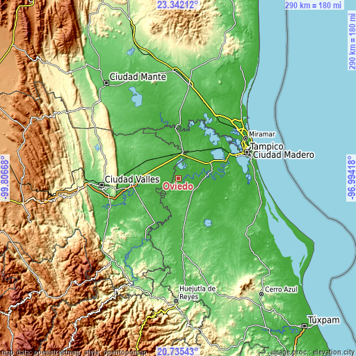 Topographic map of Oviedo