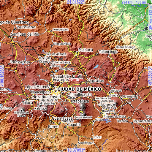 Topographic map of Otumba