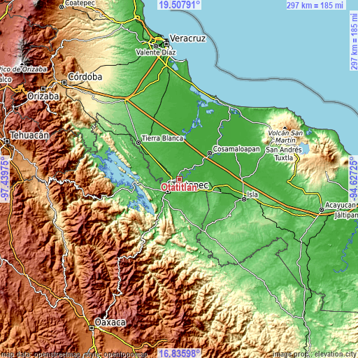 Topographic map of Otatitlán