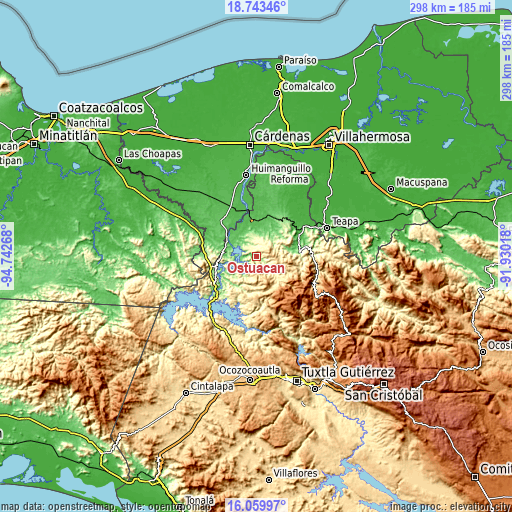 Topographic map of Ostuacán