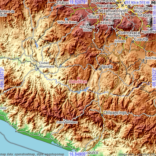 Topographic map of Oxtotitlán