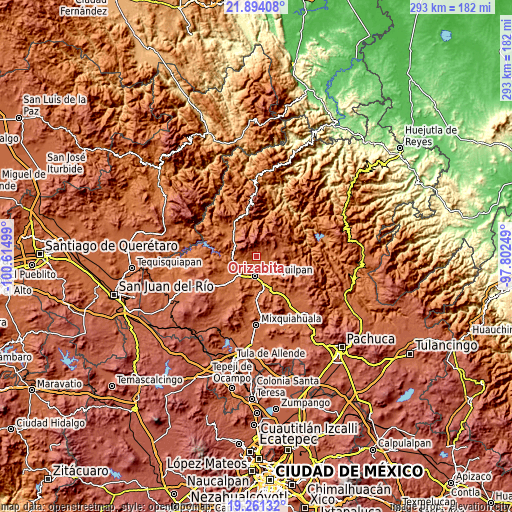 Topographic map of Orizabita