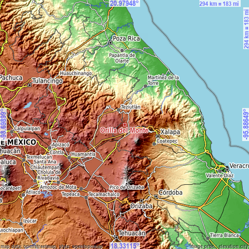 Topographic map of Orilla del Monte