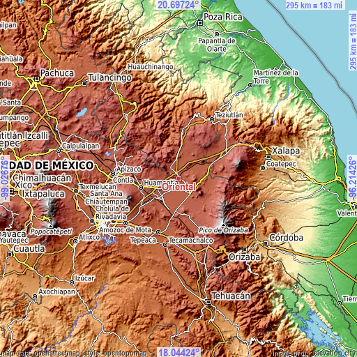 Topographic map of Oriental