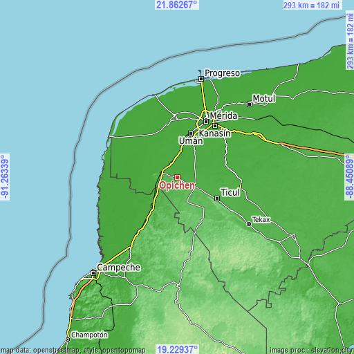 Topographic map of Opichen