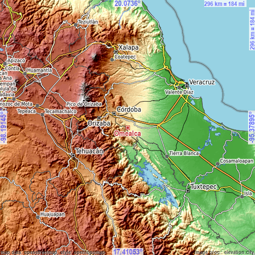 Topographic map of Omealca